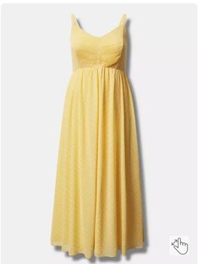 NWT Torrid Maxi Chiffon Pleated Dress Butter Yellow